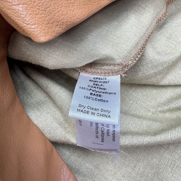 New Soft Vegan Leather Pleated Mini Shorts Cognac Carmel Medium Smocked Waist - Picture 4 of 10